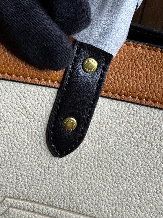 Coach Women’s Handbag in Beige & Camel – 100% Original & Handcrafted