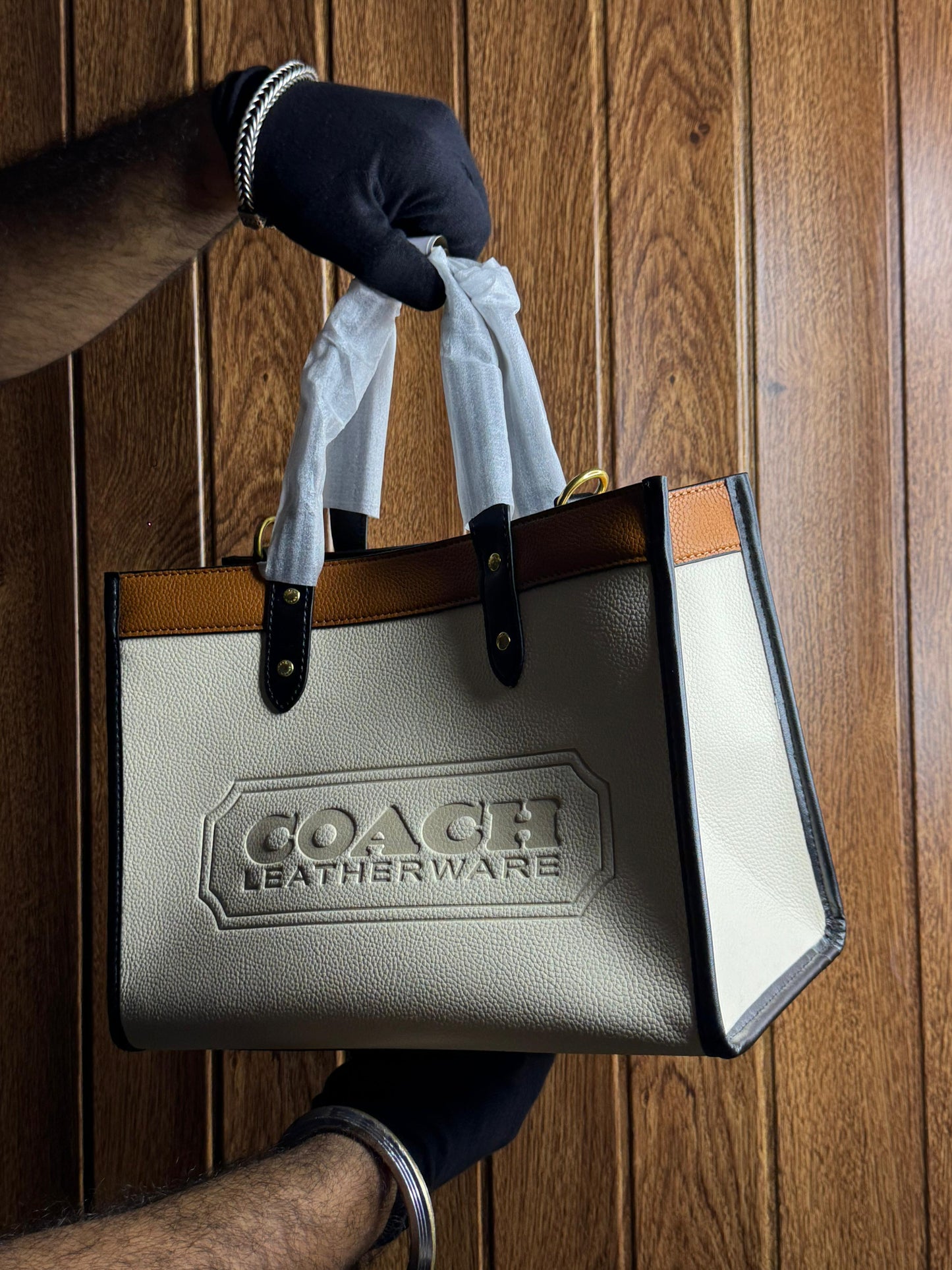 Coach Women’s Handbag in Beige & Camel – 100% Original & Handcrafted