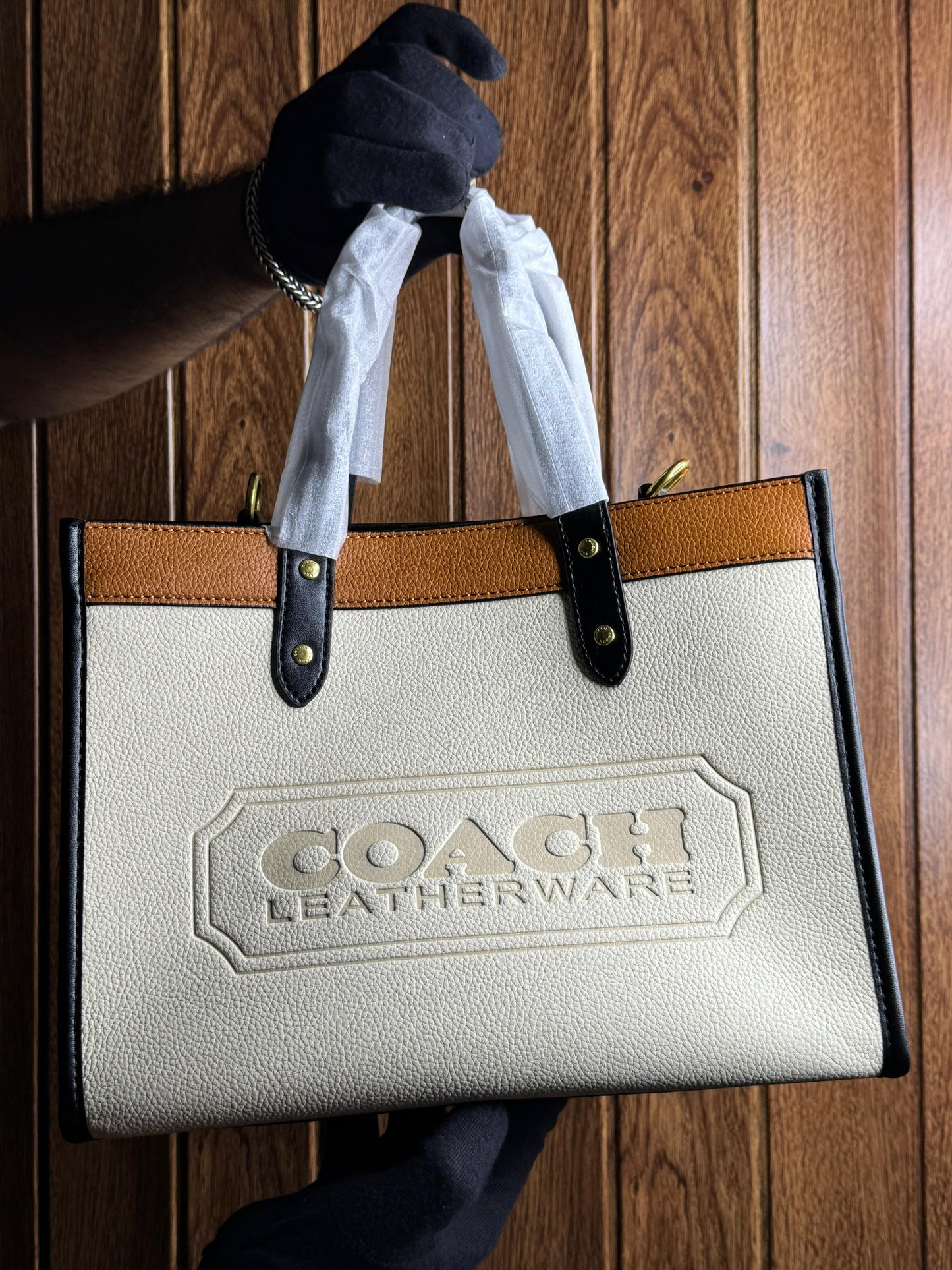 Coach Women’s Handbag in Beige & Camel – 100% Original & Handcrafted